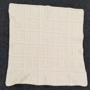 Baby Handmade Crochet Blanket Alphabet Letters Unisex White 34"×34"